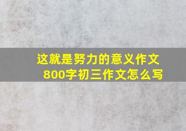 这就是努力的意义作文800字初三作文怎么写