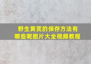 野生黄芪的保存方法有哪些呢图片大全视频教程