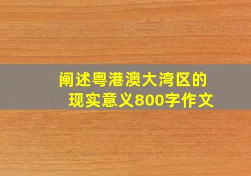 阐述粤港澳大湾区的现实意义800字作文