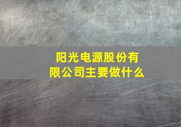 阳光电源股份有限公司主要做什么