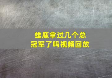 雄鹿拿过几个总冠军了吗视频回放