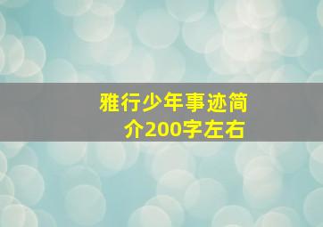 雅行少年事迹简介200字左右