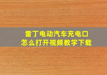 雷丁电动汽车充电口怎么打开视频教学下载