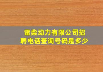 雷柴动力有限公司招聘电话查询号码是多少