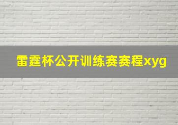 雷霆杯公开训练赛赛程xyg