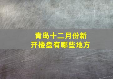 青岛十二月份新开楼盘有哪些地方