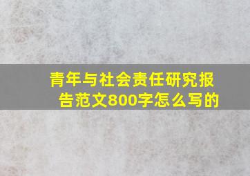 青年与社会责任研究报告范文800字怎么写的