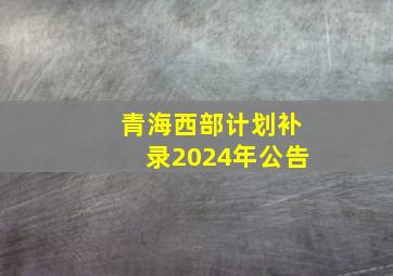 青海西部计划补录2024年公告