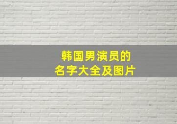 韩国男演员的名字大全及图片