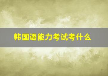 韩国语能力考试考什么