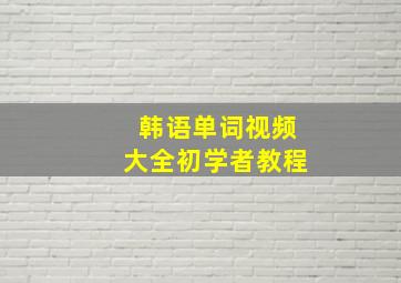 韩语单词视频大全初学者教程