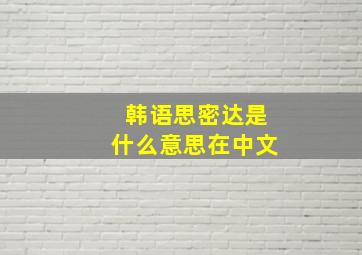 韩语思密达是什么意思在中文