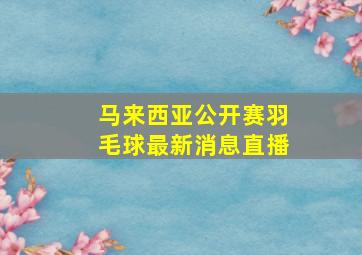 马来西亚公开赛羽毛球最新消息直播