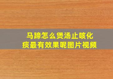 马蹄怎么煲汤止咳化痰最有效果呢图片视频