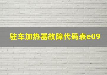 驻车加热器故障代码表e09