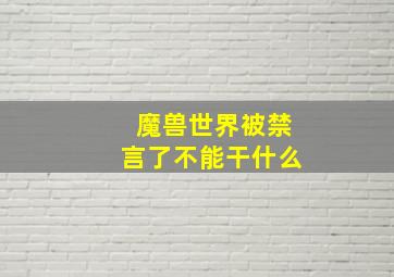 魔兽世界被禁言了不能干什么