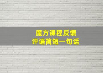 魔方课程反馈评语简短一句话