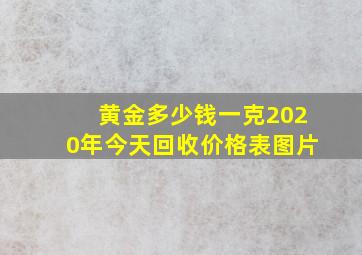 黄金多少钱一克2020年今天回收价格表图片