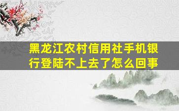 黑龙江农村信用社手机银行登陆不上去了怎么回事