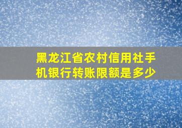 黑龙江省农村信用社手机银行转账限额是多少