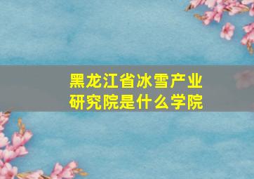 黑龙江省冰雪产业研究院是什么学院