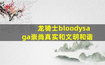 龙骑士bloodysaga崇尚真实和文明和谐