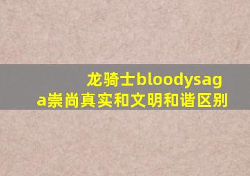 龙骑士bloodysaga崇尚真实和文明和谐区别