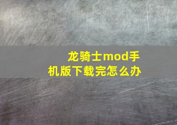 龙骑士mod手机版下载完怎么办